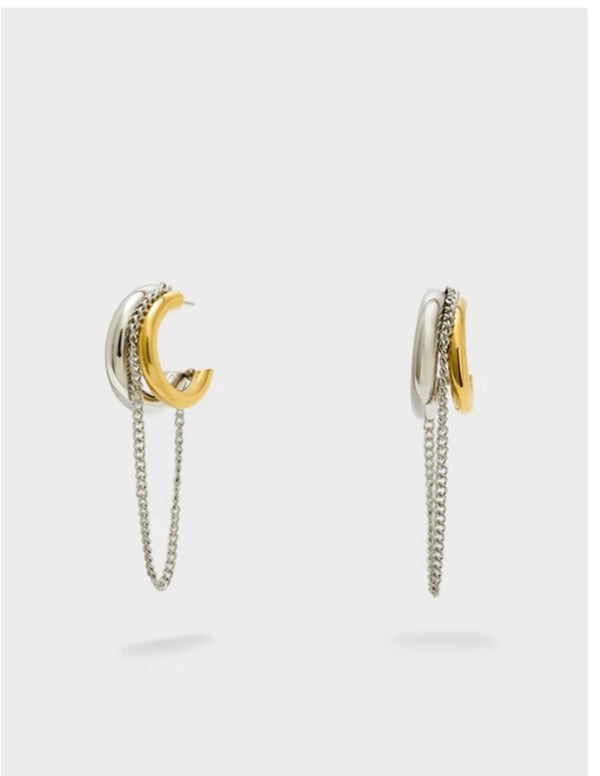 ORECCHINI CON CATENA PENDENTE ORO\ARGENTO Nali