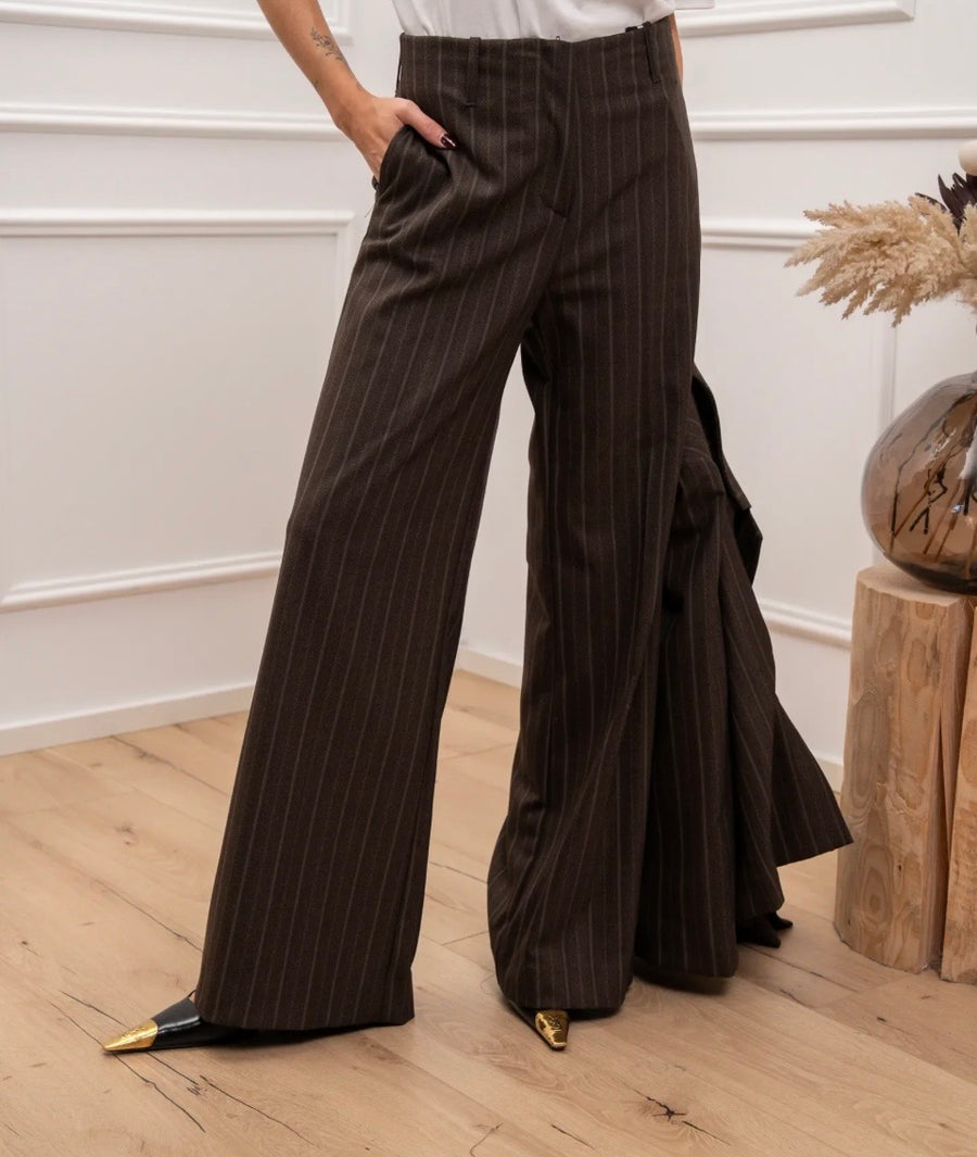 Pantaloni Pinstripe gamba ampia - HaveOne