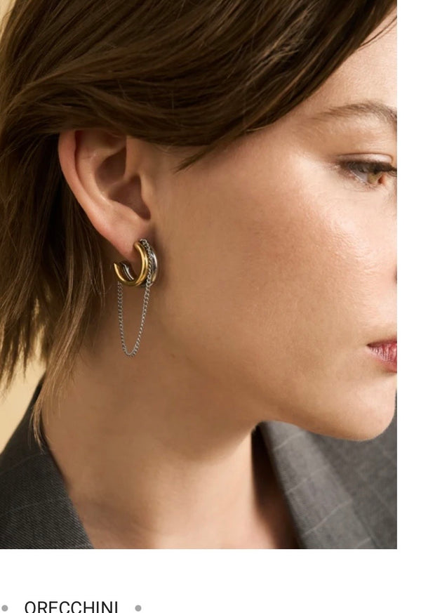 ORECCHINI CON CATENA PENDENTE ORO\ARGENTO Nali