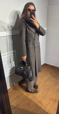 Cappotto lungo quadri con cintura griffai