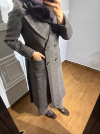 Cappotto lungo quadri con cintura griffai