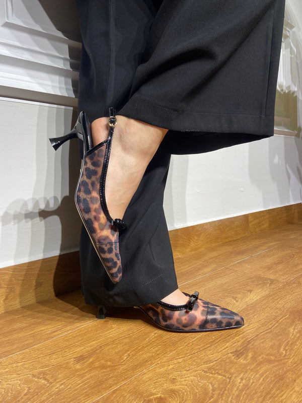 Slingback in rete Nora New York, cavallino maculato