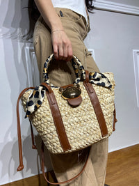 Borsa Rue Madam in paglia con manici in pelle