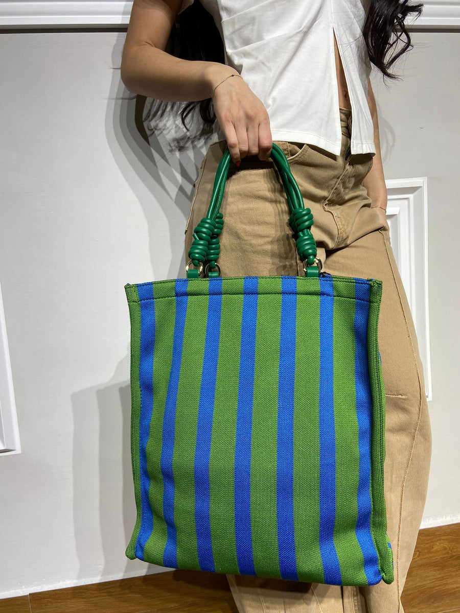 Borsa Nalì in tessuto verde e blu