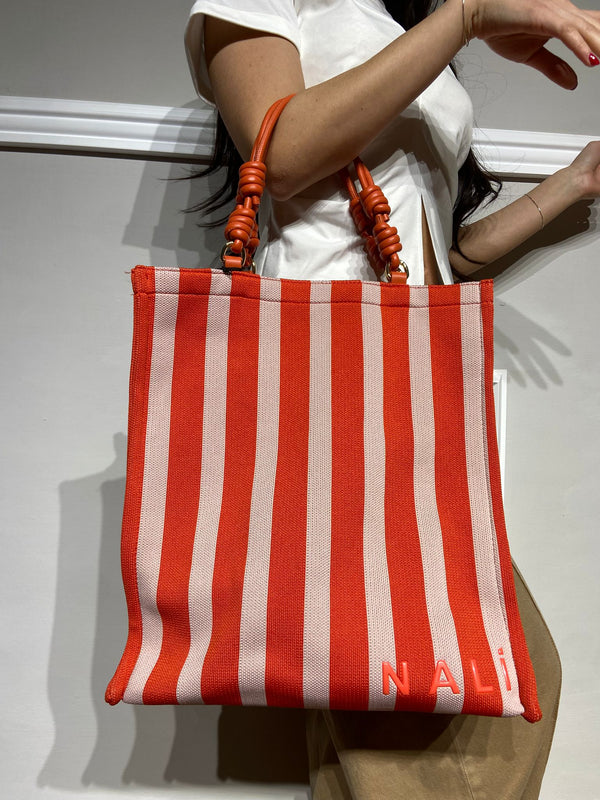 Borsa Nalì in tessuto arancione e bianco