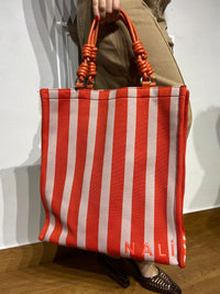 Borsa Nalì in tessuto arancione e bianco
