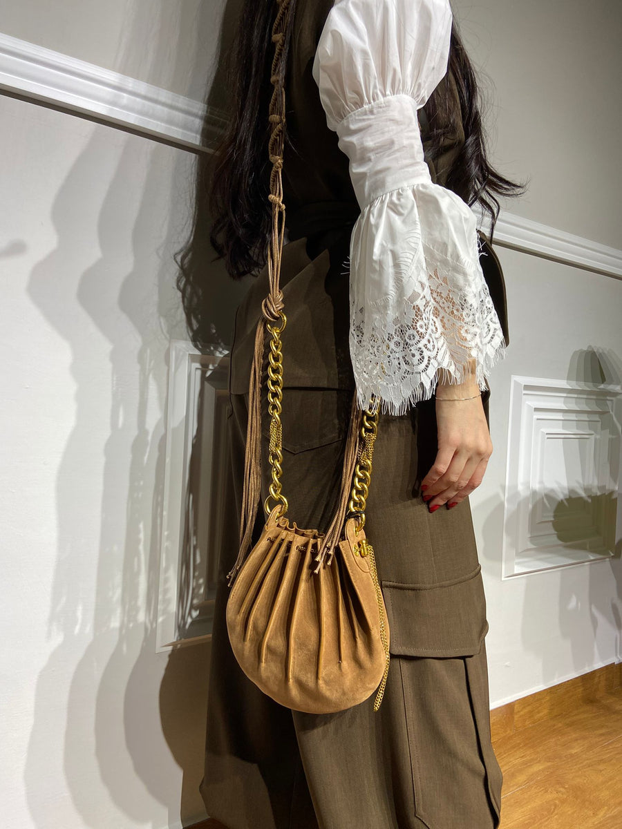 Borsa Nalì a tracolla scamosciata marrone