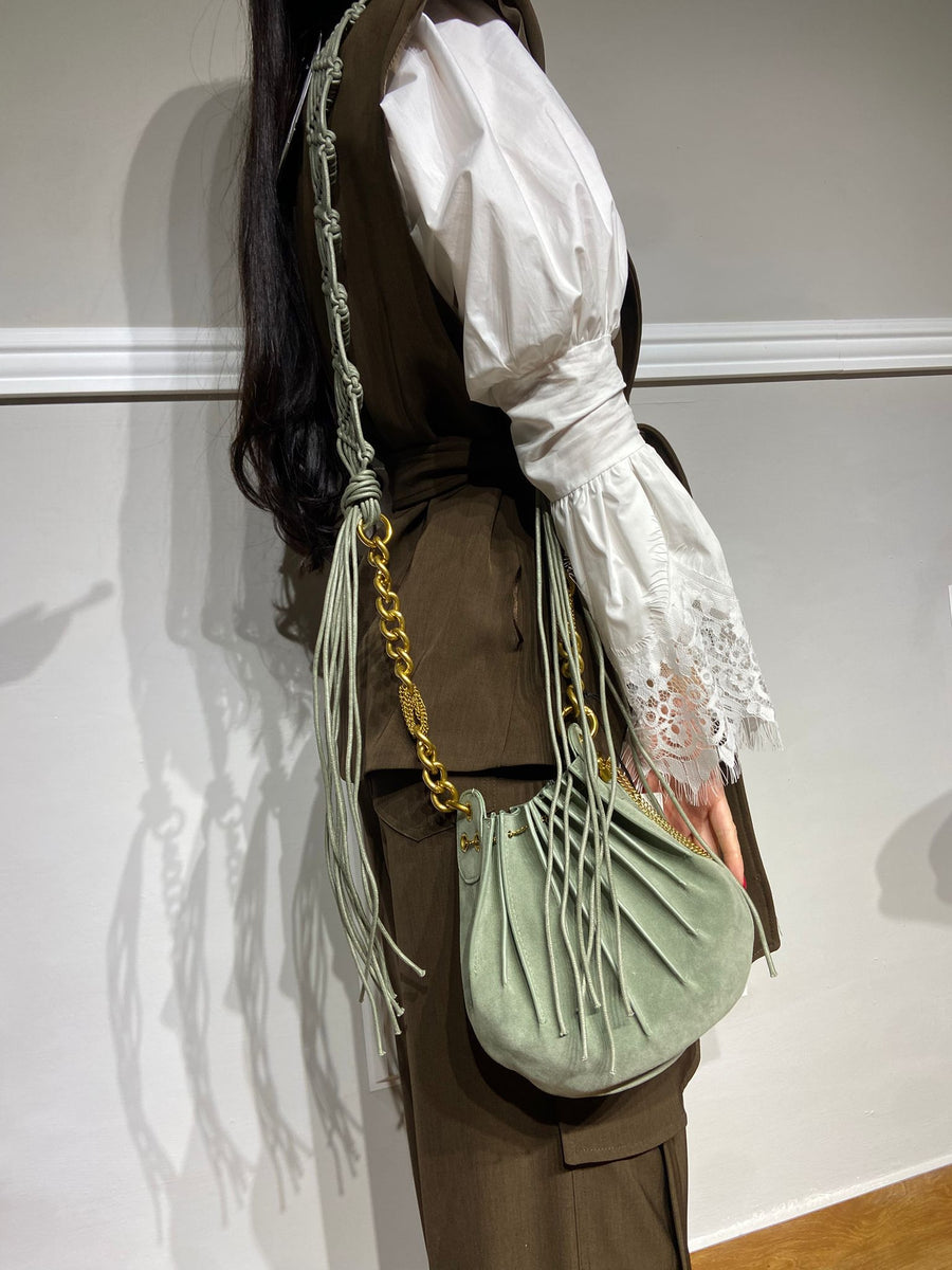 Borsa Nalì a spalla scamosciata verde