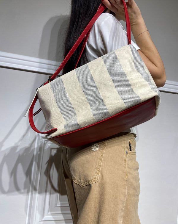Borsa Nalì a spalla rosso e grigio