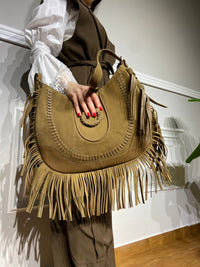 Borsa Viamailbag in camoscio e frange