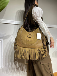 Borsa Viamailbag in camoscio e frange