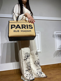 Borsa Rue Madame in rafia e pelle