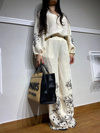 Borsa Rue Madame in rafia e pelle