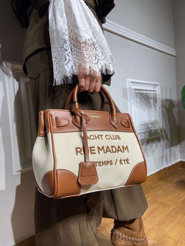 Borsa Rue Madam in tessuto e dettagli in pelle