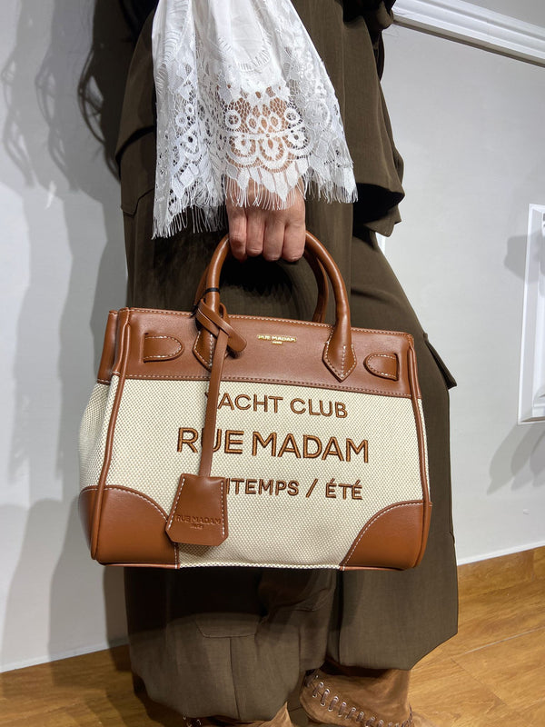 Borsa Rue Madam in tessuto e dettagli in pelle