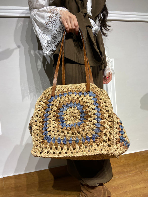 Borsa Viamailbag in paglia beige