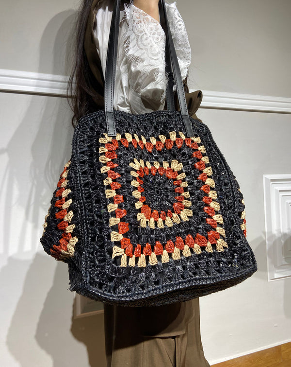 Borsa Viamailbag in paglia nera