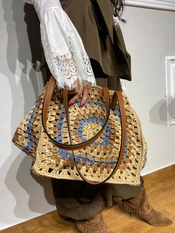 Borsa Viamailbag in paglia beige