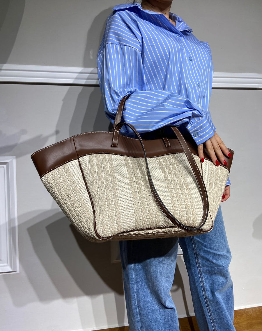 Borsa Viamailbag in rafia e pelle