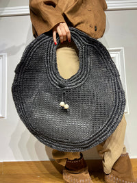 Borsa a spalla Nalì rotonda in paglia