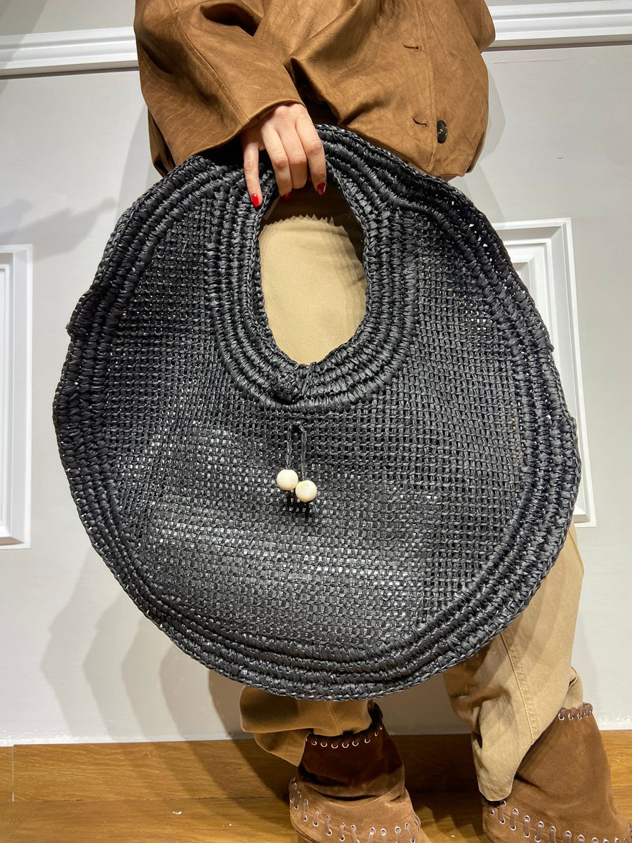 Borsa a spalla Nalì rotonda in paglia