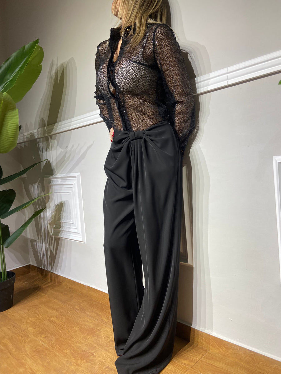 Camicia trasparente con paillettes nera Monique Garconne