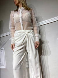 Camicia trasparente con paillettes bianca Monique Garconne