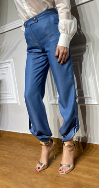 Pantaloni Monique Garconne jeans con bottoni oro