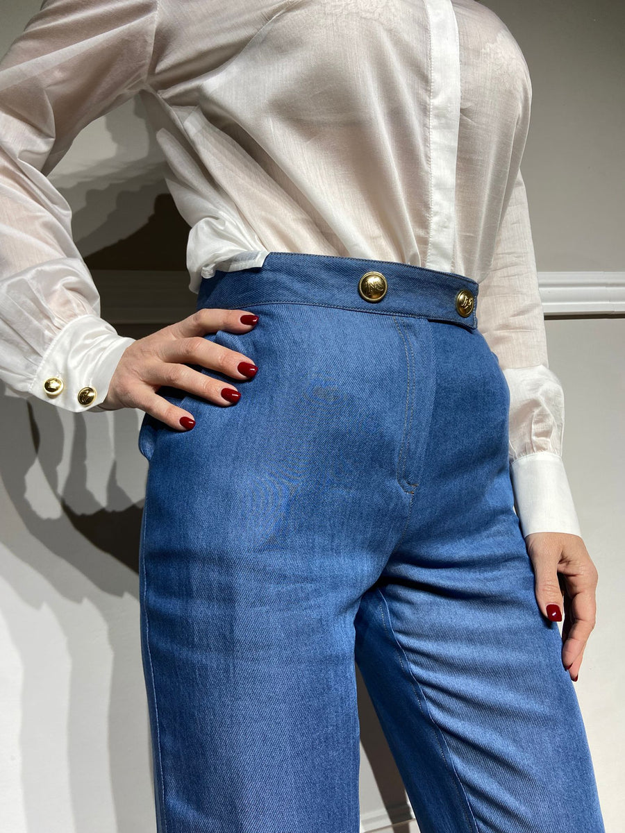 Pantaloni Monique Garconne jeans con bottoni oro