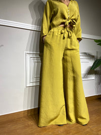 Pantaloni Mironcè con elastico senape