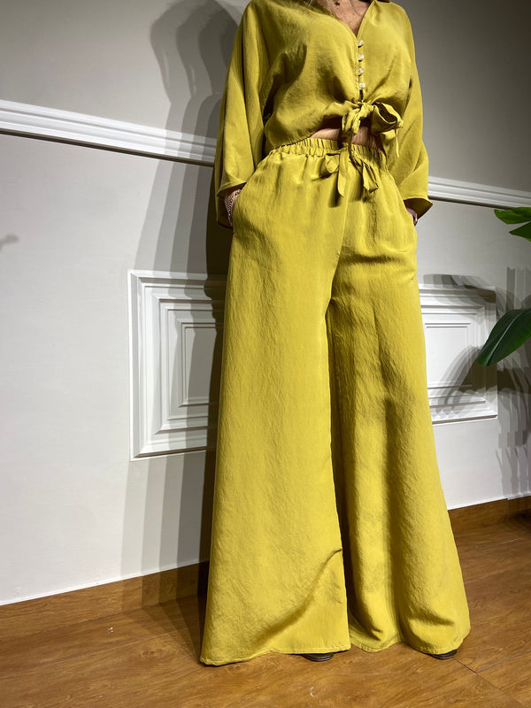 Pantaloni Mironcè con elastico senape