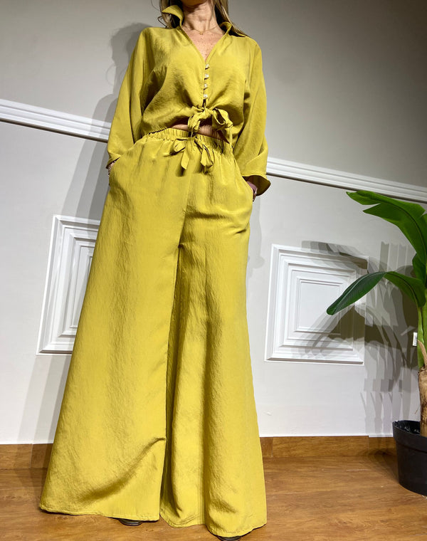 Pantaloni Mironcè con elastico senape