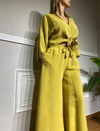 Pantaloni Mironcè con elastico senape