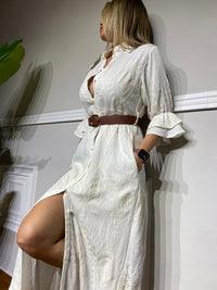 Vestito BSB vaniglia con cintura marrone