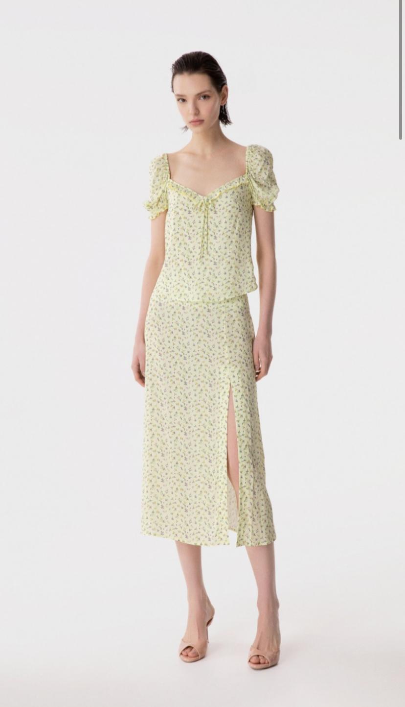 Roxana - Gonna Midi Con Spacco Laterale • Jasmin Giallino Mar de Margaritas