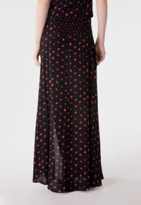 Anita - Gonna Lunga In Crepe Svasata Con Spacco Lateral • Rose Nero Mar de Margaritas