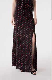 Anita - Gonna Lunga In Crepe Svasata Con Spacco Lateral • Rose Nero Mar de Margaritas