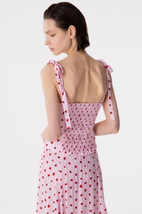 Deasy - Top In Crepe Scollo A Cuore Con Rouge E Spalline Con Fiocco • Rose Rosa Mar de Margaritas