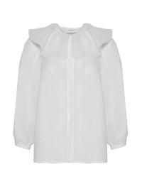 Camicia in lino con collo maxi in organza