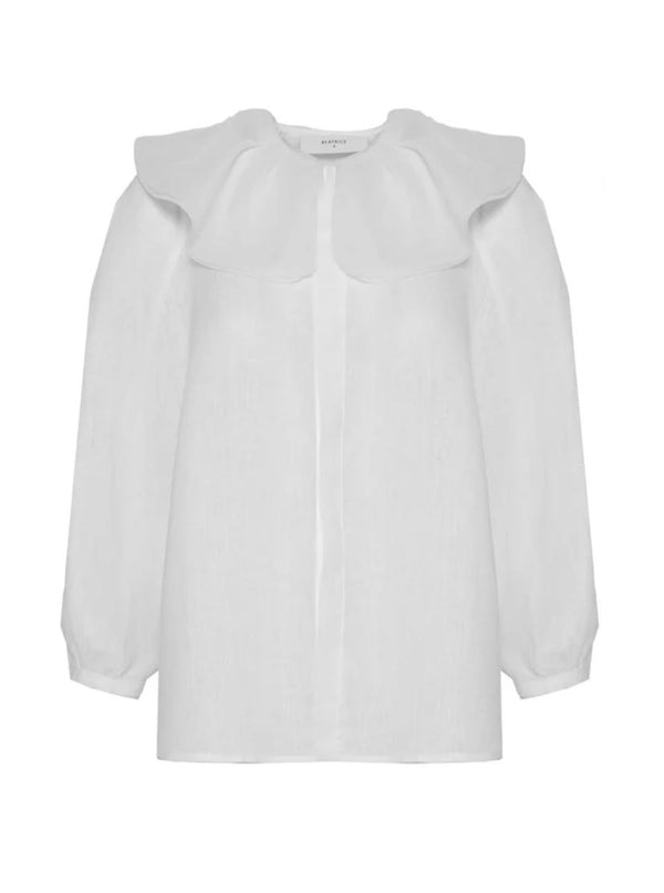 Camicia in lino con collo maxi in organza