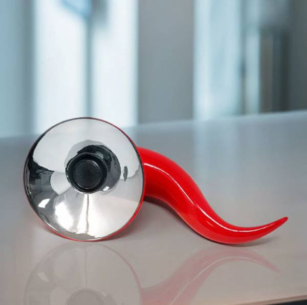 Corno Sequenze Amplificatore Bluetooth Rosso Argento