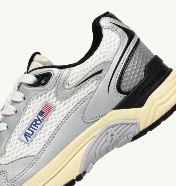 Autry Sneakers Hyperway in pelle sintetica e mesh bianco argento e nero