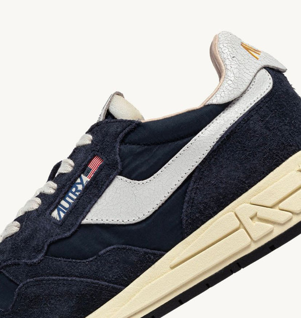 Autry Sneakers Reelwind Low in Nylon e Suede Blue Space e Bianco